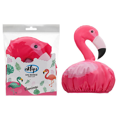 Eklips Flamingo Hair Bonnet - Waterproof Hair Accessory with Adjustable Elastic Band