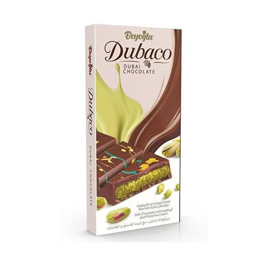 Beyoğlu Dubaco Dubai Chocolate - Unique Milk Chocolate with Crunchy Kadayıf & Pistachio Filling
