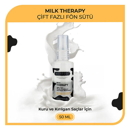 Morfose Milk Therapy: Hair Heat Protectant & Styling - Amino Acid & Milk Protein Damage Repair, Dual Phase Conditioner, 1.69 fl oz