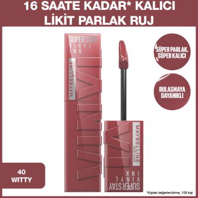 Maybelline New York Super Stay Vinyl Ink Long Lasting Liquid Lip Gloss - 40 Witty