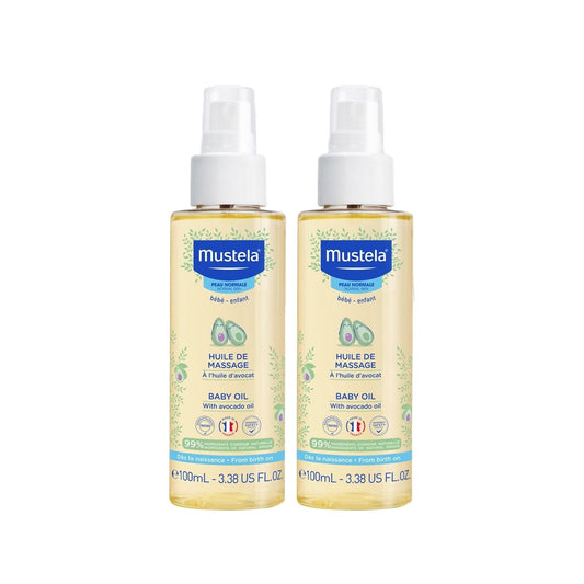 Mustela Baby Oil 100ml x 2 - Gentle, Natural Skincare for Newborns & Babies
