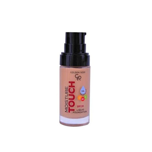 Golden Rose Moisture Touch Liquid Foundation SPF 20 - Natural Finish, Hydrating Hyaluronic Acid & Niacinamide, Buildable Coverage - Vegan Formula