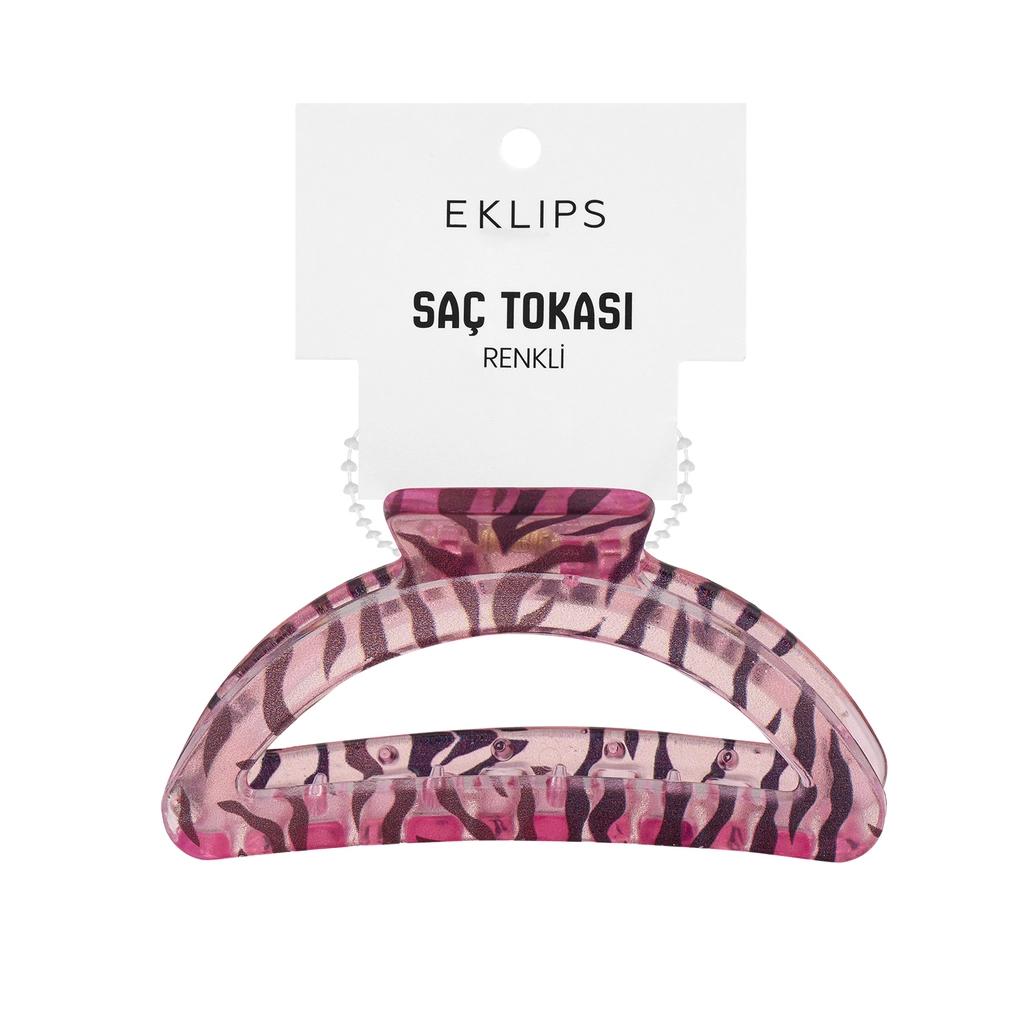 Eklips Zebra Oval Claw Clip Pink for Secure All-Day Hold