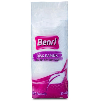 Benri Round Cotton Pads for Soft Makeup Removal 35 Count
