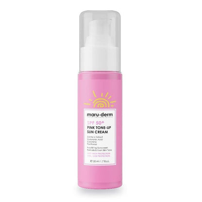 Maruderm SPF 50+ Pink Tone Up Sunscreen: Evens Skin Tone, Reduces Redness, Korean Formula - High UV Protection