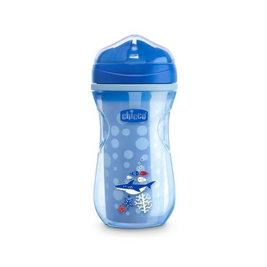 Chicco Insulated Active Cup for Toddlers - Thermal Insulation, 266ml, 14 Months+, Blue Male Fish Design