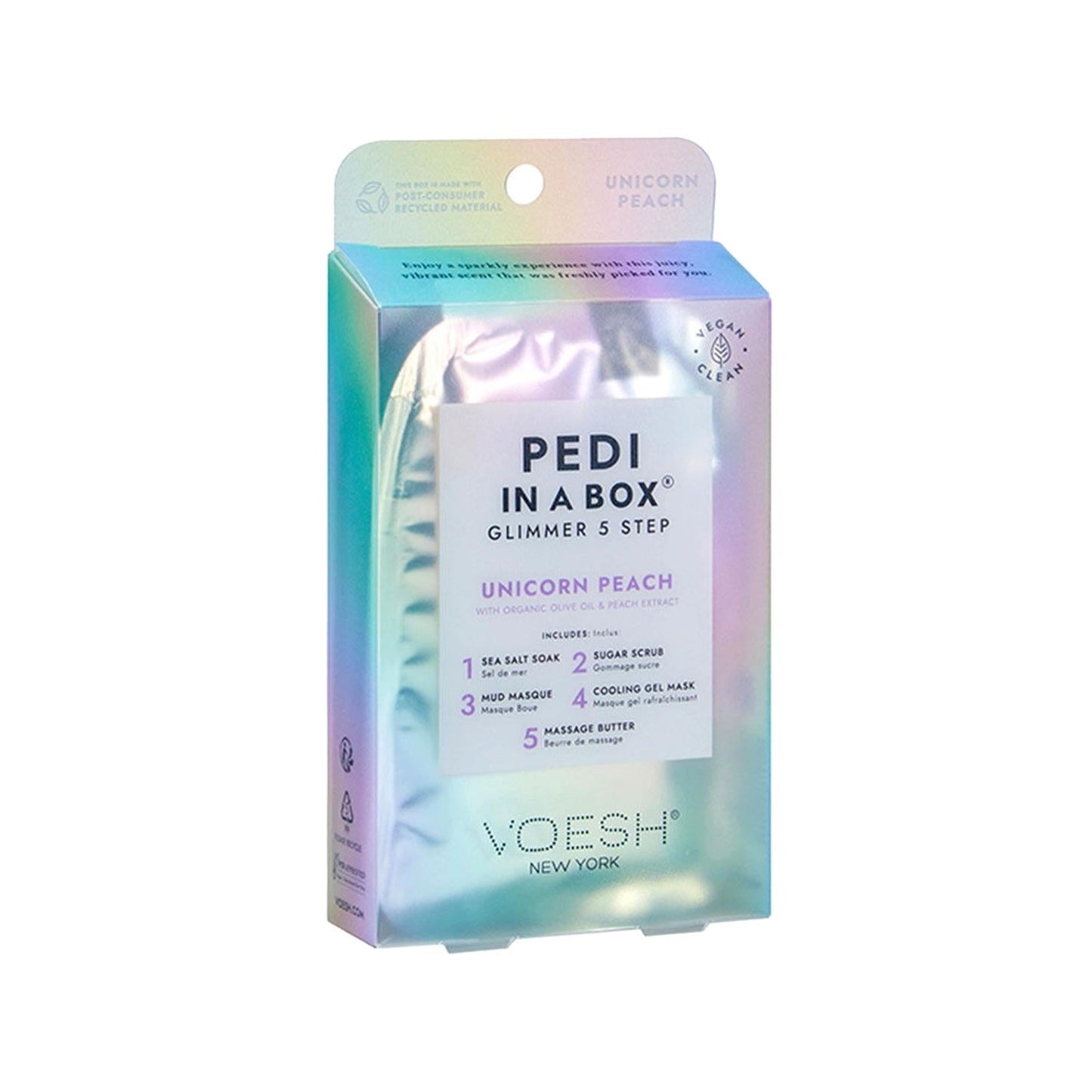 Voesh New York Unicorn Glimmer Pedicure Kit: 5-Step At-Home Foot Care Set for a Sparkly, Themed Spa Experience