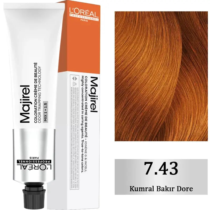 L'Oreal Professionnel Majirel Hair Color 7.43 Copper Gold 60ml