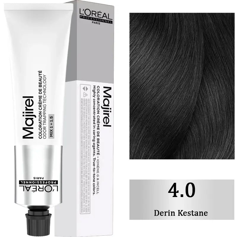 L'Oreal Professionnel Majirel Hair Color 4.0 Deep Chestnut 60ml