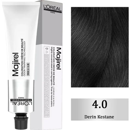 L'Oreal Professionnel Majirel Hair Color 4.0 Deep Chestnut 60ml