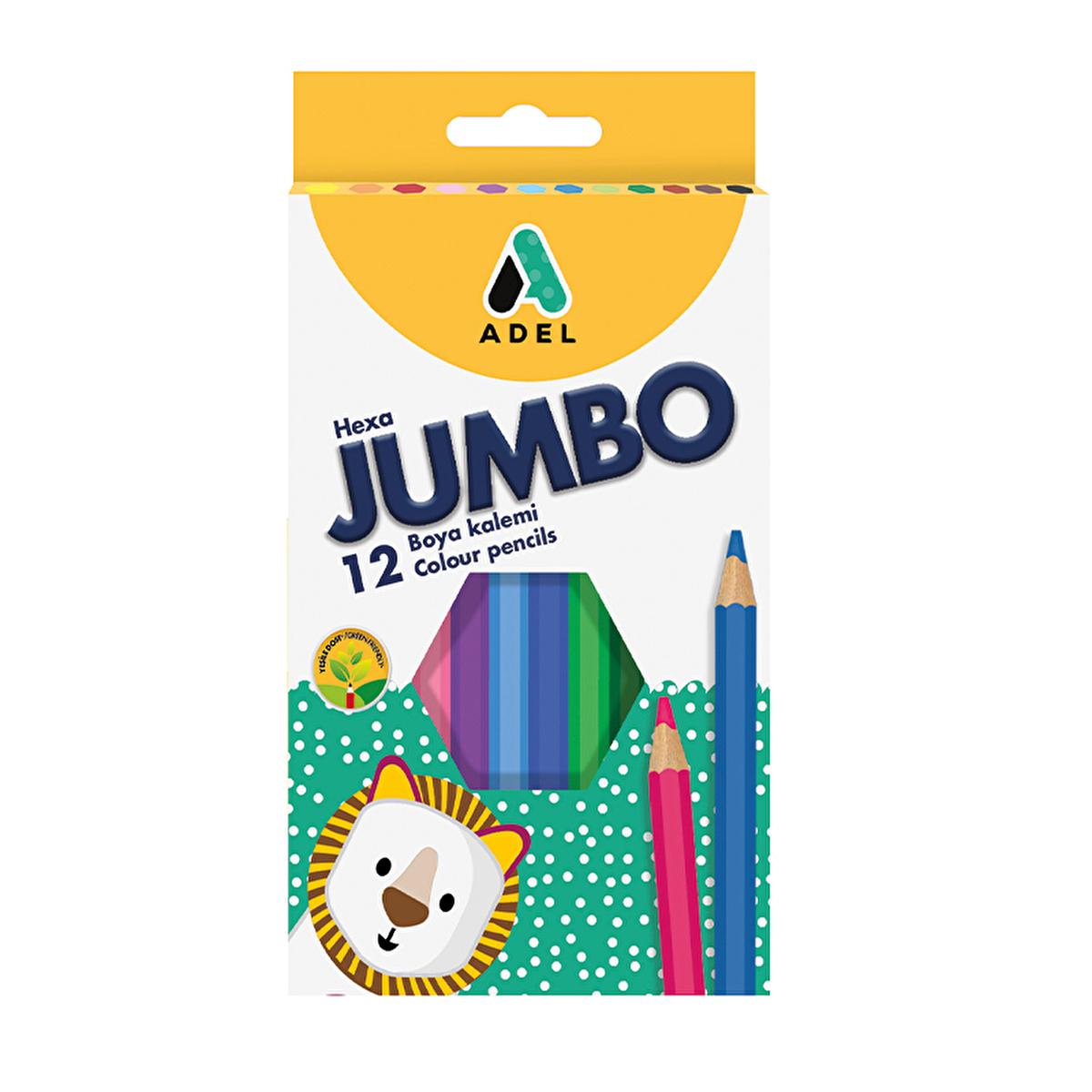 Adel Jumbo Hexagonal 12-Color Crayon Set - Vibrant, Washable Crayons for Kids