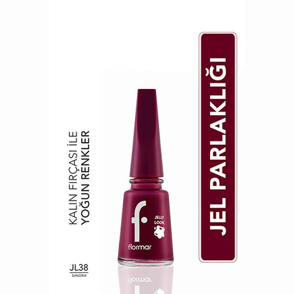 Flormar JL38 Sangria Jelly Look Nail Polish: Intense Color, High Shine, & Long Lasting Gel Effect