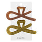 Eklips Frosted Figured Hair Clips in Green & Brown, 2 Pack