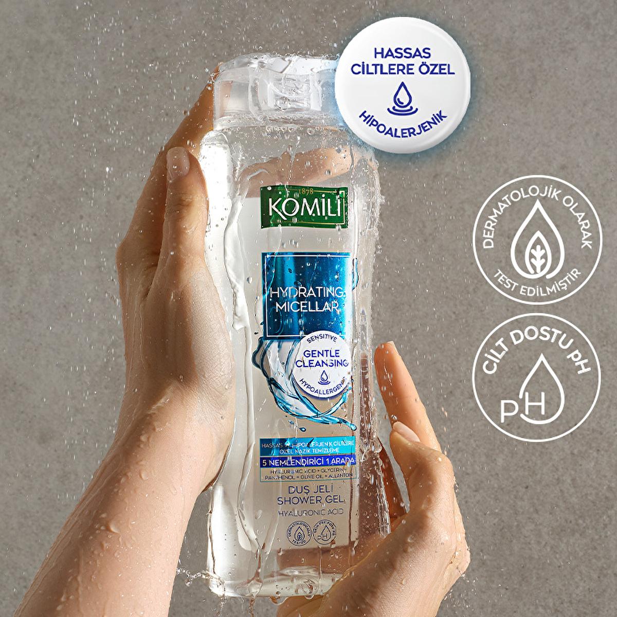 Komili Hydrating Micellar Shower Gel for Sensitive Skin - Gentle Cleansing & Moisturizing - 16.91 fl oz
