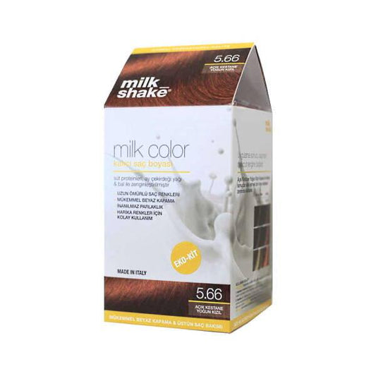 Milk Shake Hair Dye 5.66 Açık Kestane Yoğun Kızıl - Long Lasting Red Hair Color