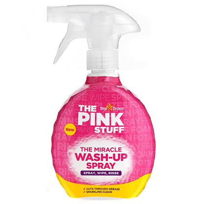 The Pink Stuff Grease Remover & Dish Soap Spray - Powerful Kitchen & Surface Cleaner, Removes Stubborn Oil Stains - 500ml/16.91 fl oz