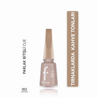 Flormar Latte Haze 003 Glossy Brown Nail Polish 8ml