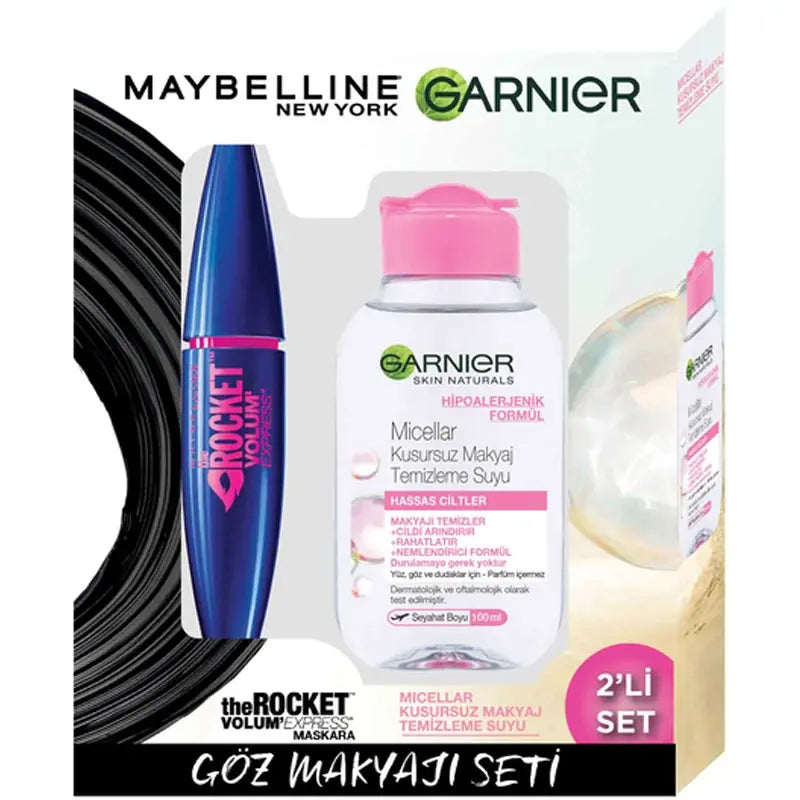 Maybelline Rocket Volume Mascara & Garnier Micellar Water Set