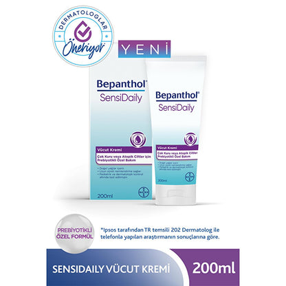 Bepanthol: SensiDaily Body Cream - Long Lasting Moisturizer for Sensitive Skin - Dermatologically & Pediatric Tested, Natural Oils, Skin Barrier Protection, 200ml