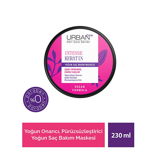 Urban Care Intense Keratin Hair Care Mask - Intensive Repair for Damaged Hair, Vegan & Paraben-Free