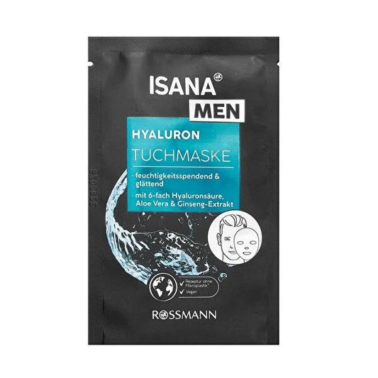 Isana Men Hydro Power Moisturizing Face Mask for Men - Hyaluronic Acid, Vegan, Dermatologically Approved