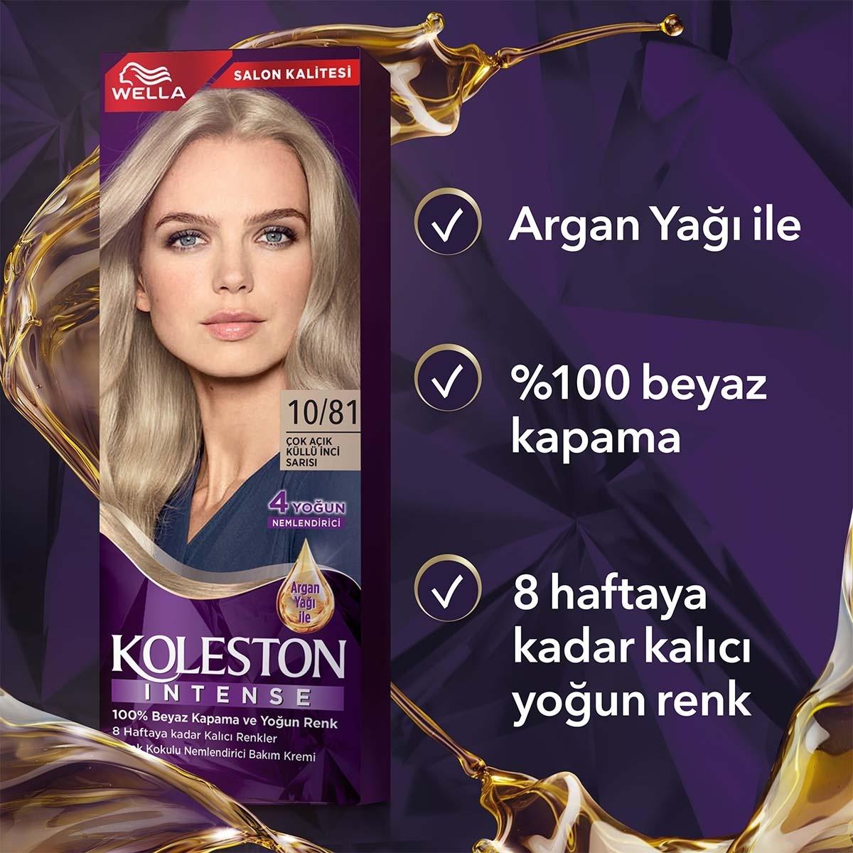 Wella Koleston Intense Ash Blonde Hair Dye: 100% Gray Coverage, Long Lasting Color, Argan Oil - Light Ash Pearl Blonde