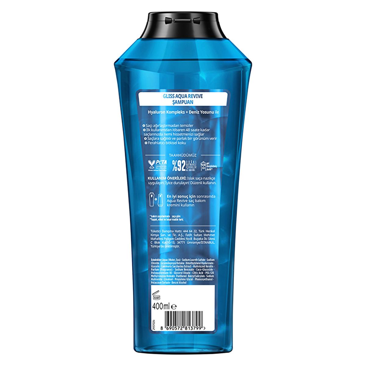 Gliss Moisturizing Shampoo with Hyaluron & Seaweed - 13.53 fl oz, Normal & Dry Hair, 48hr Hydration
