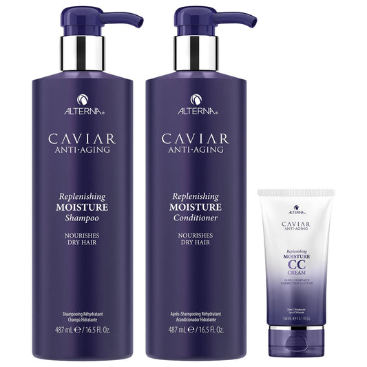 Alterna Replenishing Moisture Hair Care Set: Anti-Aging, Hydration & Shine - Sulfate-Free, Caviar Extract, & Thermal Protection for Dry, Damaged Hair