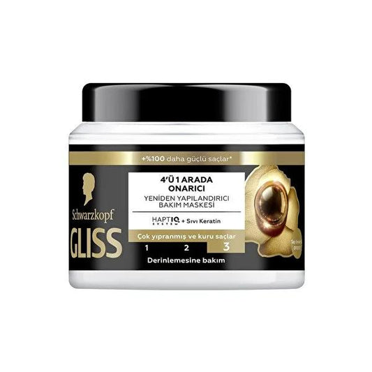 Gliss Ultimate Repair Hair Mask: 4-in-1 Keratin Treatment for Damaged Hair, Restores Shine & Strength