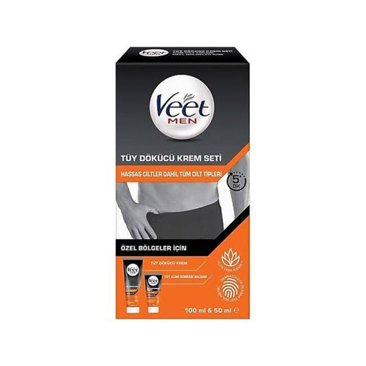 Veet Men Hair Removal Cream Set for Sensitive Skin - Gentle, Effective, and Soothing for Unwanted Hair