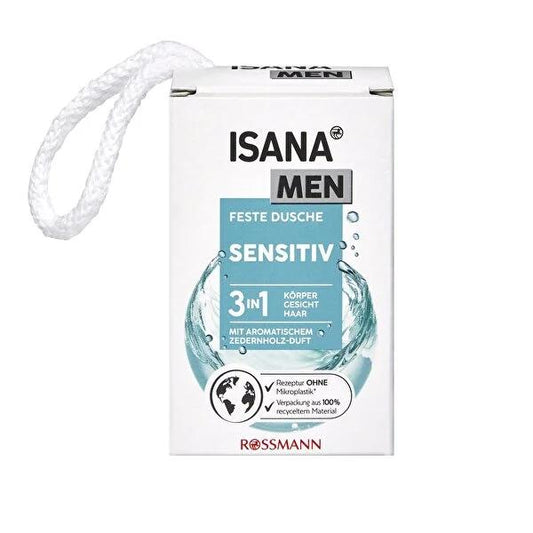 Isana Men Solid Shower Gel - Gentle, Vegan, and Sustainable Cleansing for Face, Body, and Hair