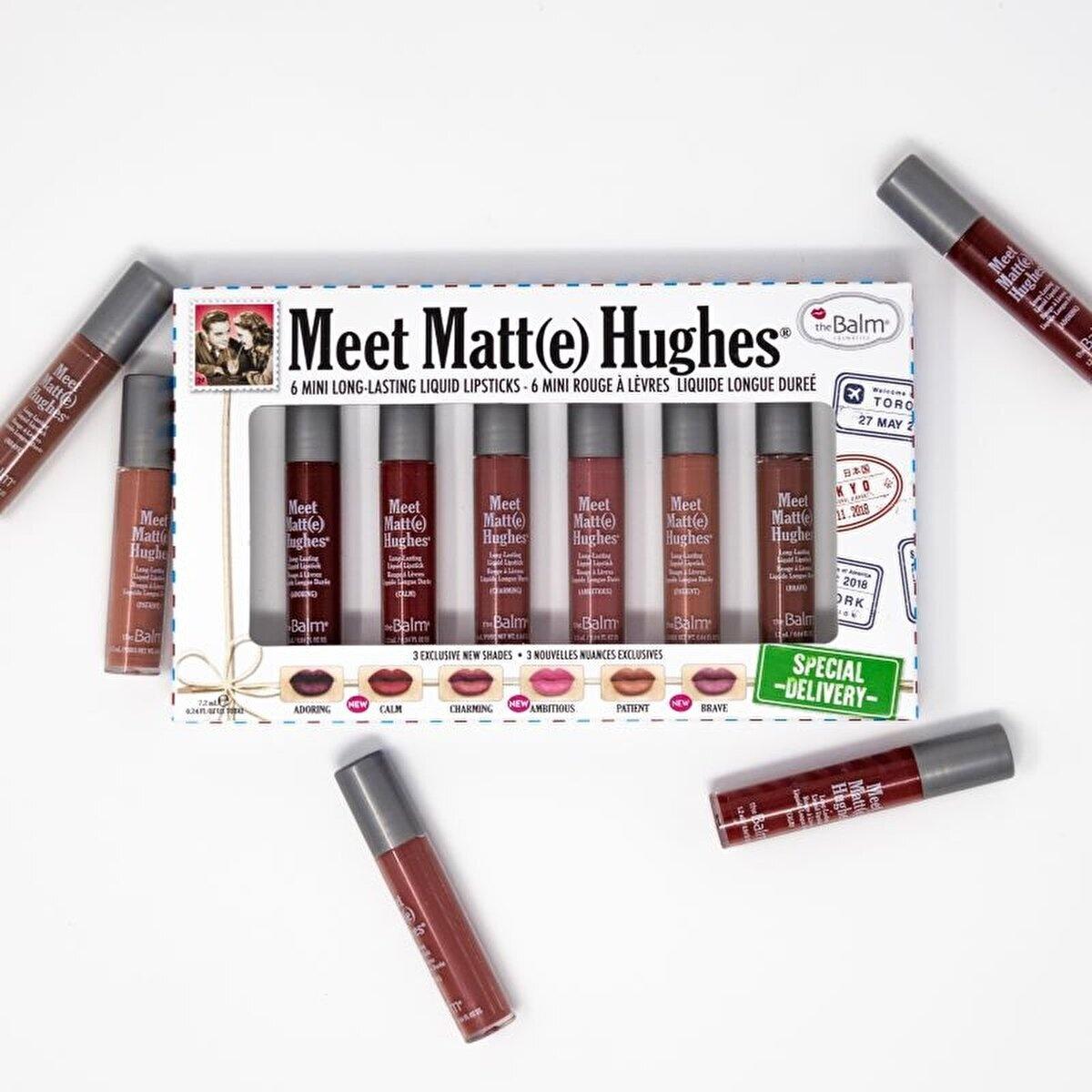 theBalm Meet Matte Hughes Special Delivery Lipstick Set: 6 Nude Liquid Lipsticks, Long-Lasting & Smudge-Proof Formula