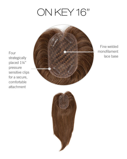 VIP Extensions On Key 16" Hair Topper R3HH Dark Brown Top Piece