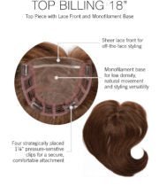 VIP Extensions Top Billing 18" Hair Topper Hairpiece - Choose Color