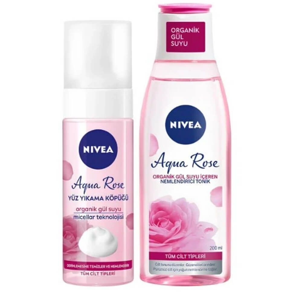 Nivea Visage Aqua Rose Cleansing Foam & Toner Set 2pcs