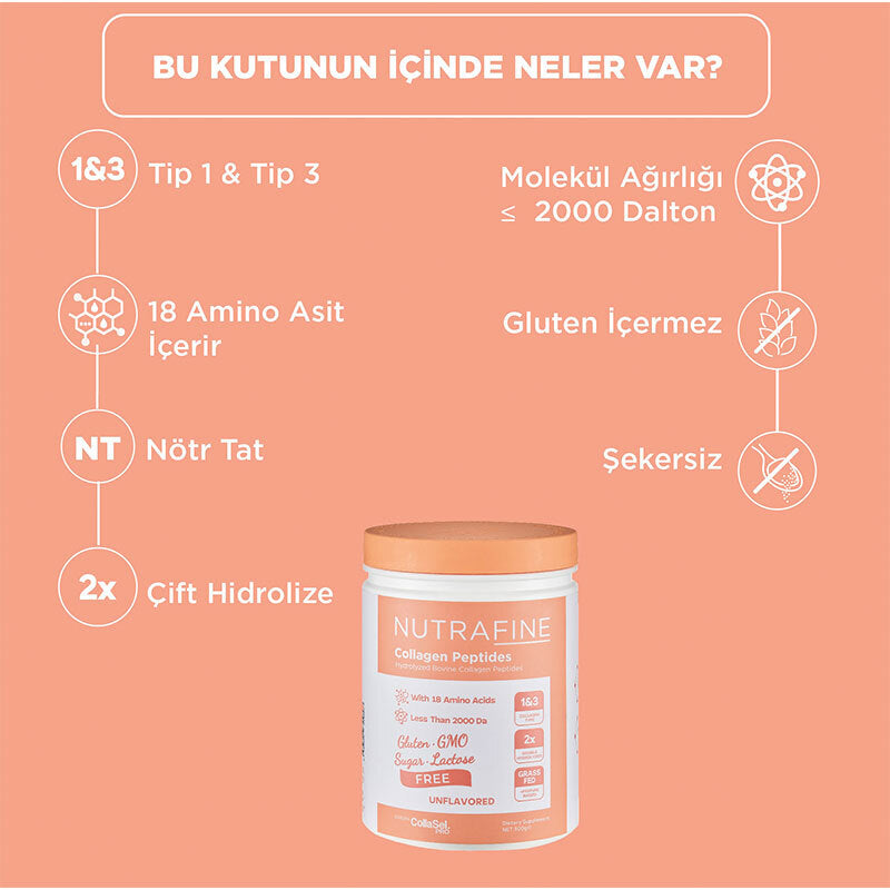 Nutrafine Bovine Collagen Double Hydrolyzed Type 1 & 3 Powder 70g