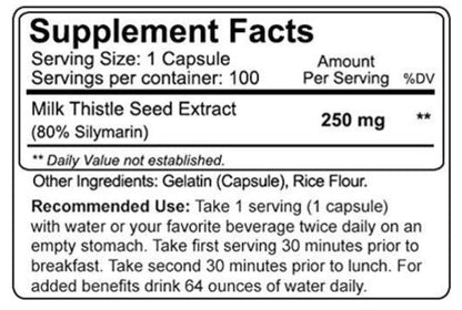 NutraKey Milk Thistle 250mg, 100 Capsules