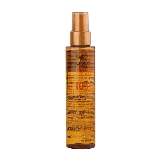 Nuxe Sun Bronzing Oil SPF10: Nourishing Tanning Oil for Face & Body, Water Resistant, Paraben & Silicone Free - Achieve a Natural, Healthy Glow
