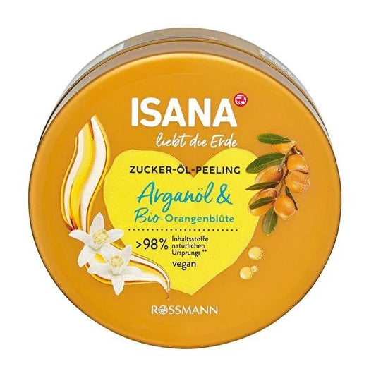 Isana Body Scrub with Argan Oil & Orange Blossom - Vegan, Dermatologically Tested, Climate-Neutral - 230g
