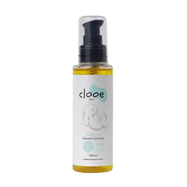 Clooe Organic Baby Oil 100ml - Natural Skincare for Sensitive Skin, Paraben-Free & Gluten-Free