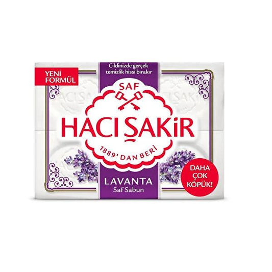 Hacõ _akir Natural Lavender Soap Set - 4 Pack - Traditional Turkish Soap for Pure Cleansing Experience
