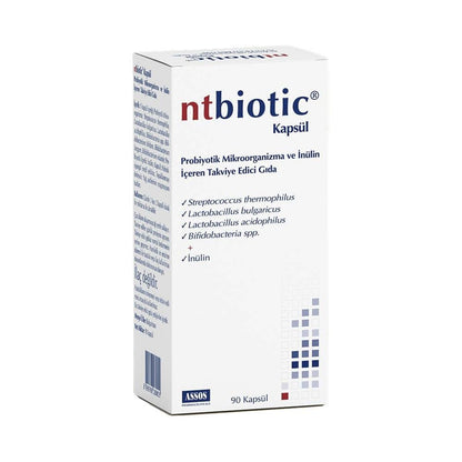 Assos Ntbiotic: Probiotic Supplement for Enhanced Gut & Digestive Health - Lactobacillus, Bifidobacteria & Inulin - 90 Capsules