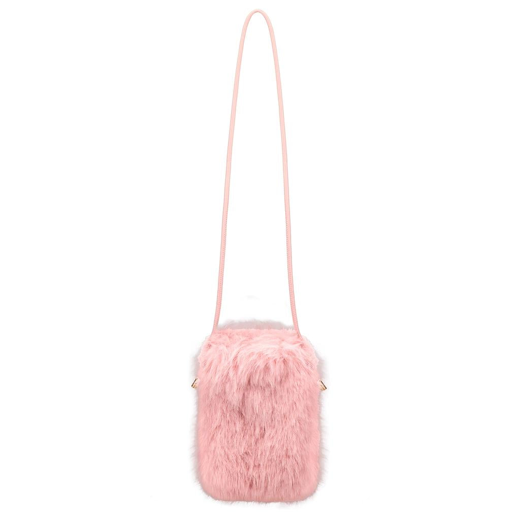Eklips Pink Plush Phone Bag with Soft Texture