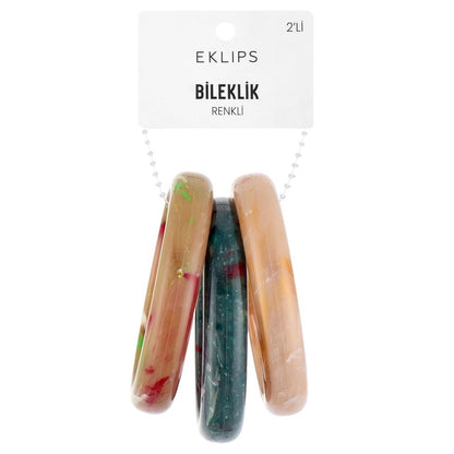 Eklips 3-Piece Bracelet Set in Green & Cream