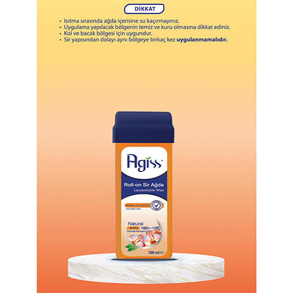 Agiss Natural Roll-On Wax: 100% Natural Resin for Easy, Sugar-Free Hair Removal on Normal Skin | Removes Short Hairs for Smooth Skin