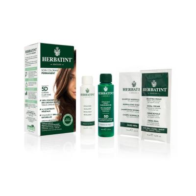 Herbatint Light Golden Chestnut Hair Dye 5D - Natural, Ammonia & Paraben Free Color to Cover Gray for Sensitive Scalp