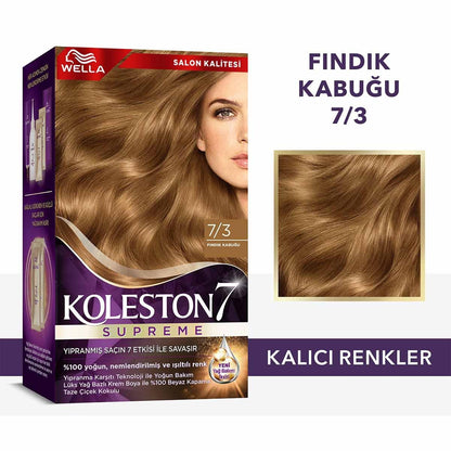 Wella Koleston Supreme 7/3 Hazelnut Hair Dye: 100% Gray Coverage, Rich Color & Conditioning, Permanent At-Home Hair Color Kit