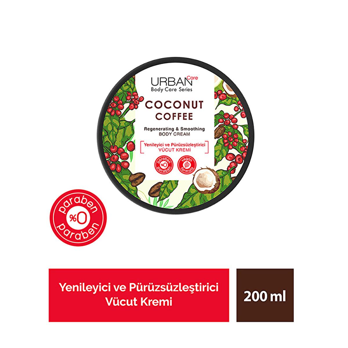 Urban Care Coconut Coffee Body Cream 200ml - Moisturizing Shea Butter Enriched Body Cream for Dry Skin