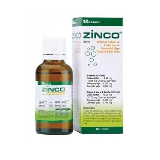 Zinco - Zinc Supplement with Herbal Oil Blend - Dietary Supplement for Immune Support - 30 ml Liquid Drops