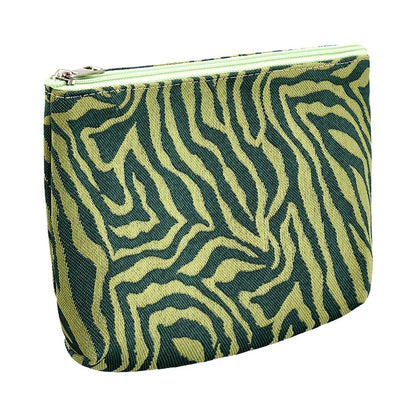 Eklips Khaki Zebra Pattern Makeup Bag with Secure Zipper